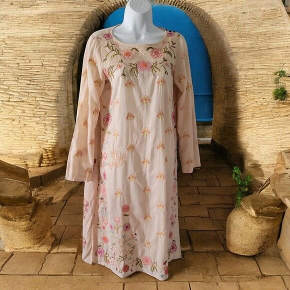 Generation Cottage Vintage Floral Embroidered Cotton Dress  SZ 12 - Picture 1 of 8